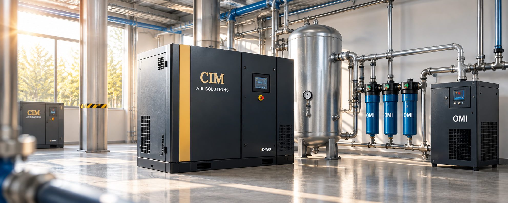 Kompresorska stanica CIM Air Solutions sa rezervoarom, OMI filterima i sušačem